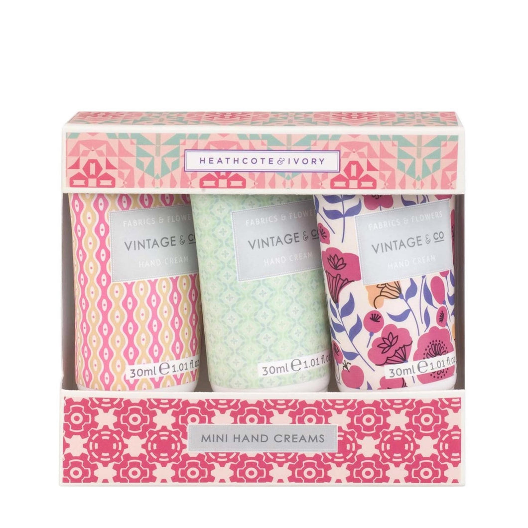 🇬🇧 Vintage & Co Fabrics & Flowers Hand Cream Trio