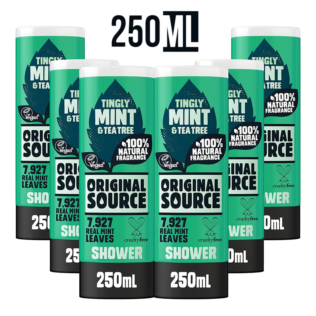 🇬🇧 Original Source Shower Gel, Mint & Tea Tree, 250ml x 6pcs