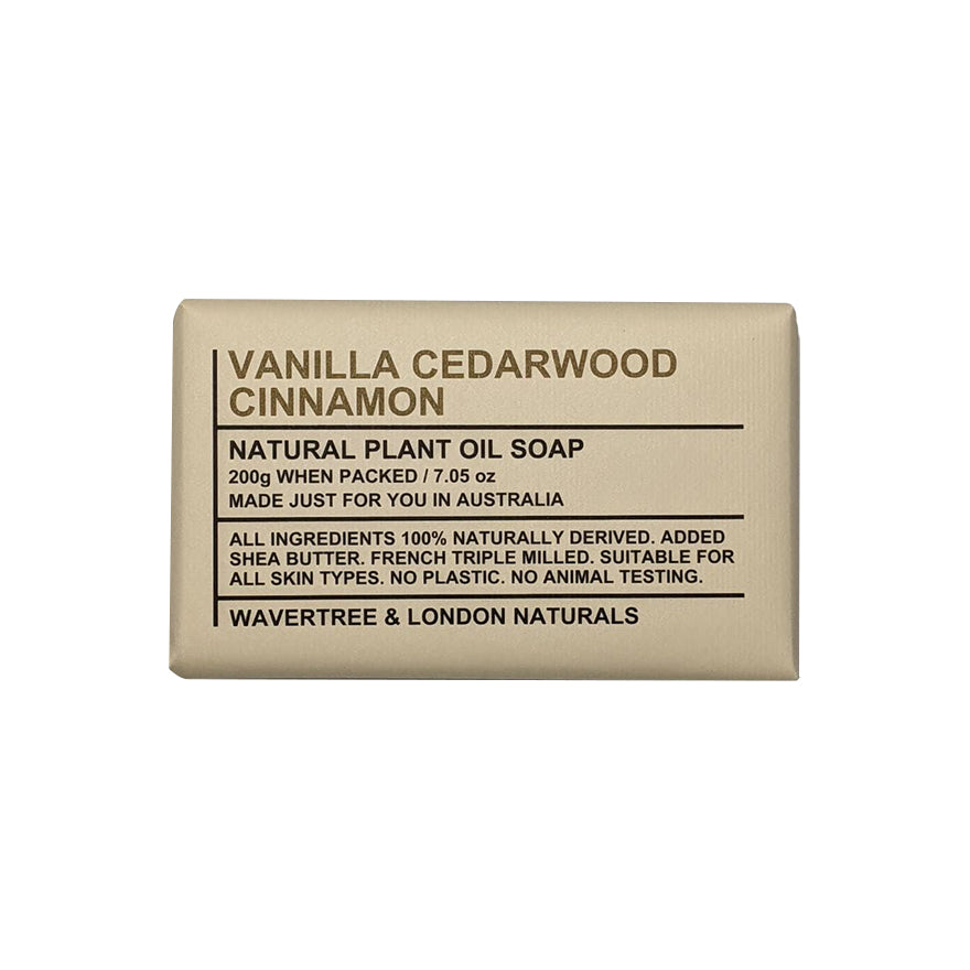 🇦🇺 Wavertree and London Vanilla Cedarwood Cinnamon Natural Plant Oil Soap Bar, 200g